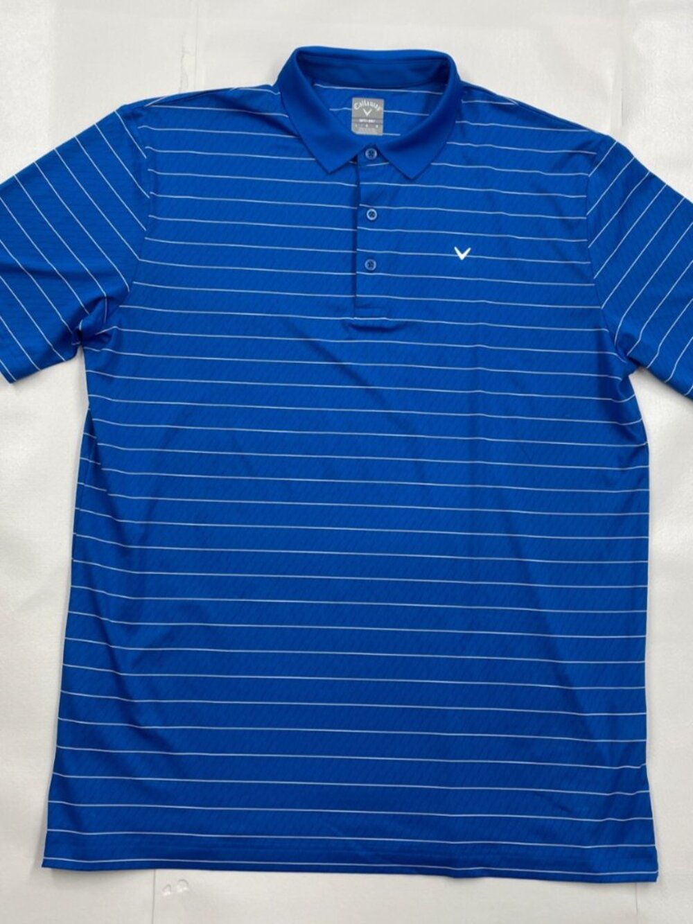Callaway Opti-Dri Blue White Striped Golf Polo Shirt Men's Lage Never Worn